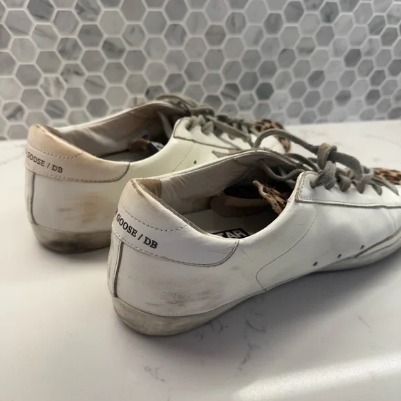 Golden Goose Superstar Calf Hair Leopard Print Sneakers EU42